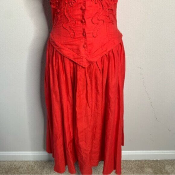 Allegra Red Vintage Midi/Maxi Cap Sleeve Dress - Picture 10 of 15